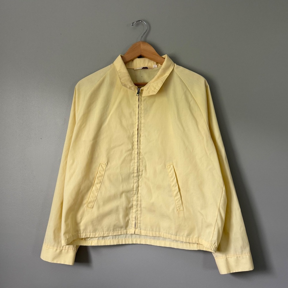 Vintage 60s Sir Jac Harrington Jacket XL Yellow Full Zip Windbreaker Lightweight